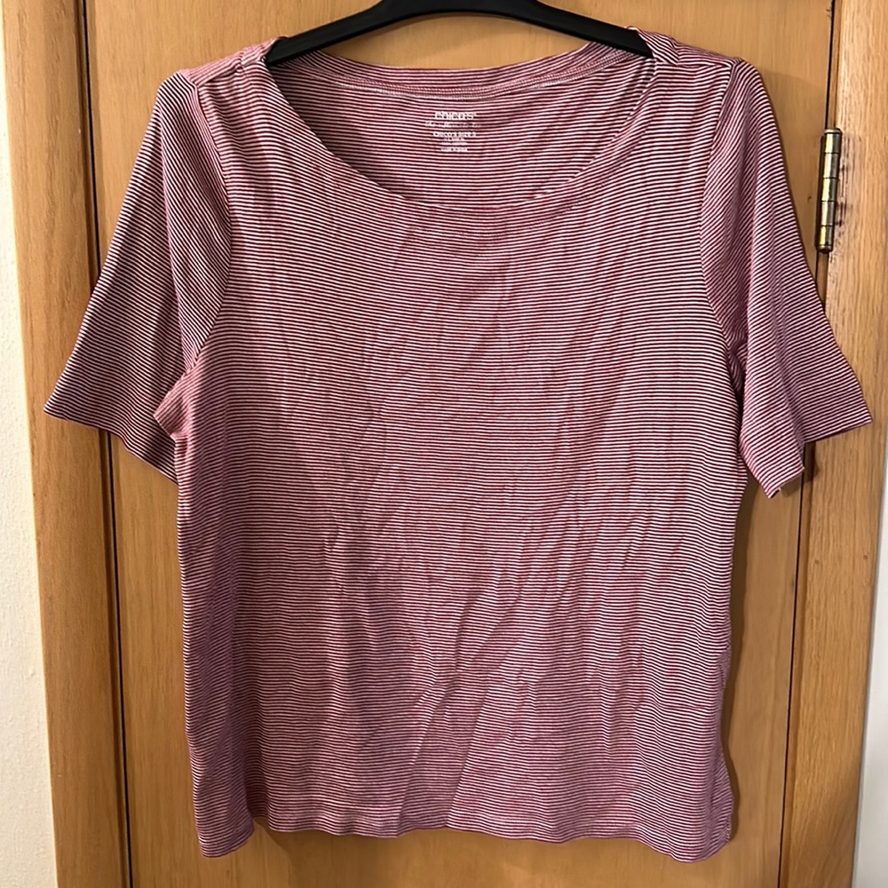 Chico’s Women’s The Ultimate Tee Striped Top T-Shirt Nautical Red Size XL (3)